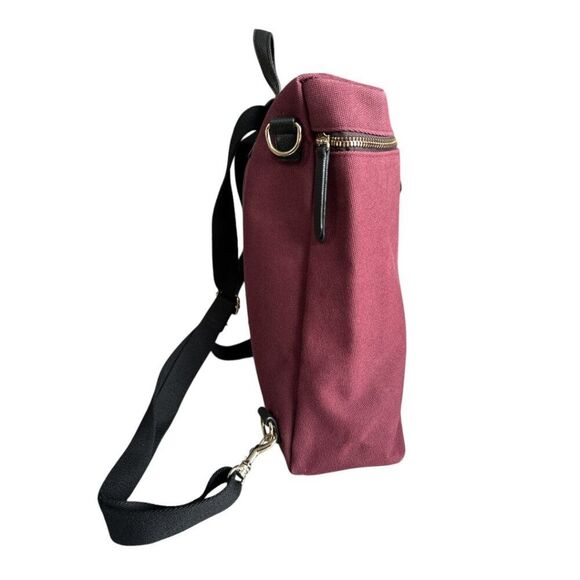 Henri Bendel Backpack Canvas Convertible Burgundy Limited Edition